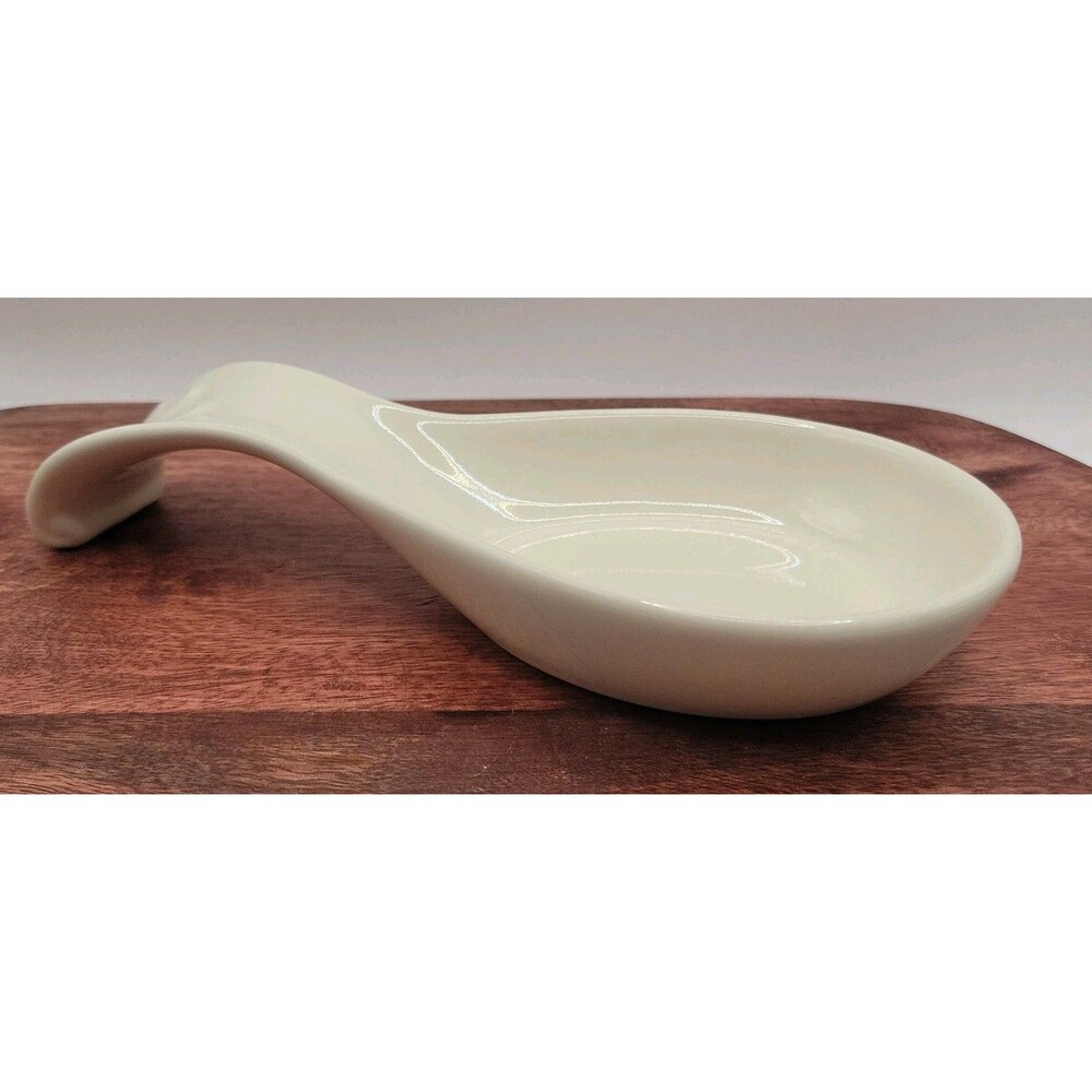 HOME Ceramic Spoon Rest/ Holder for Kitchen Pantry White